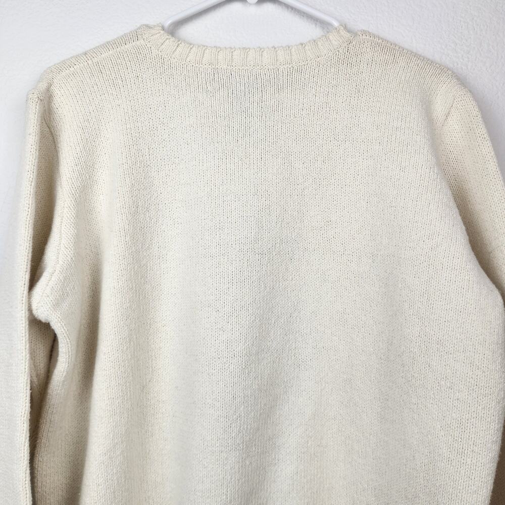 Vintage Ralph Lauren Polo Sport Bear Golf Sweater Cream Large Women Crewneck - Picture 6 of 9
